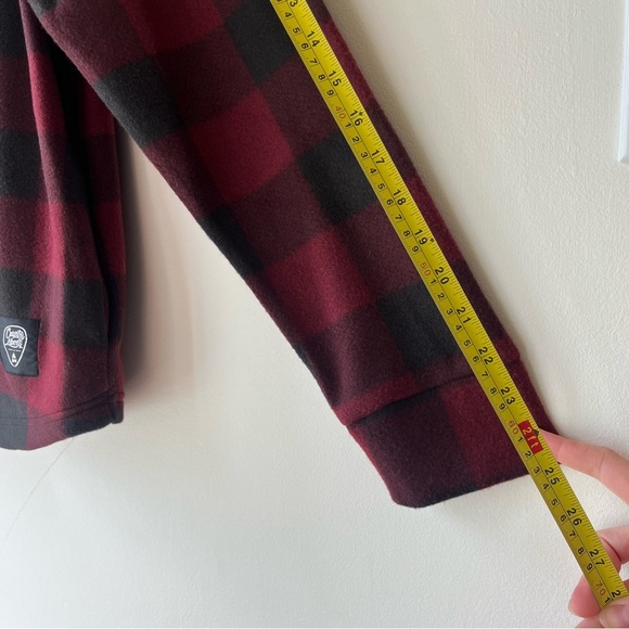 Country Liberty Hoodie XS Red Black Buffalo Plaid Fleece Pullover Unisex Cozy - Picture 9 of 13